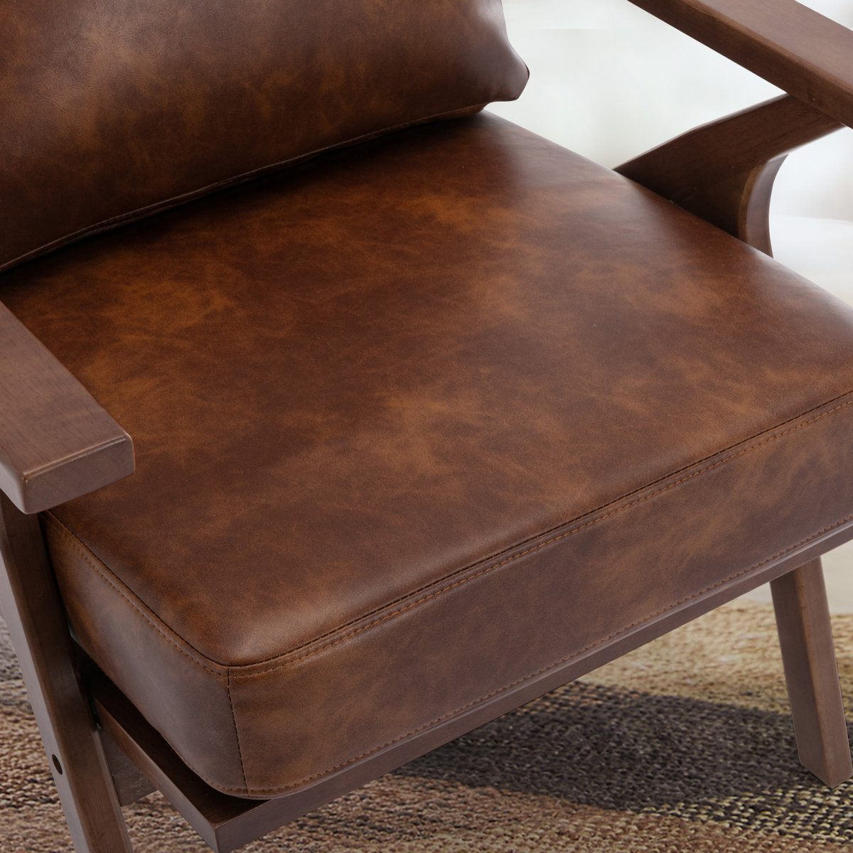 Joichiro 29.5" Wide Solid Wood Frame Upholstered Mid Century Modern Retro Armchair, Accent Chair